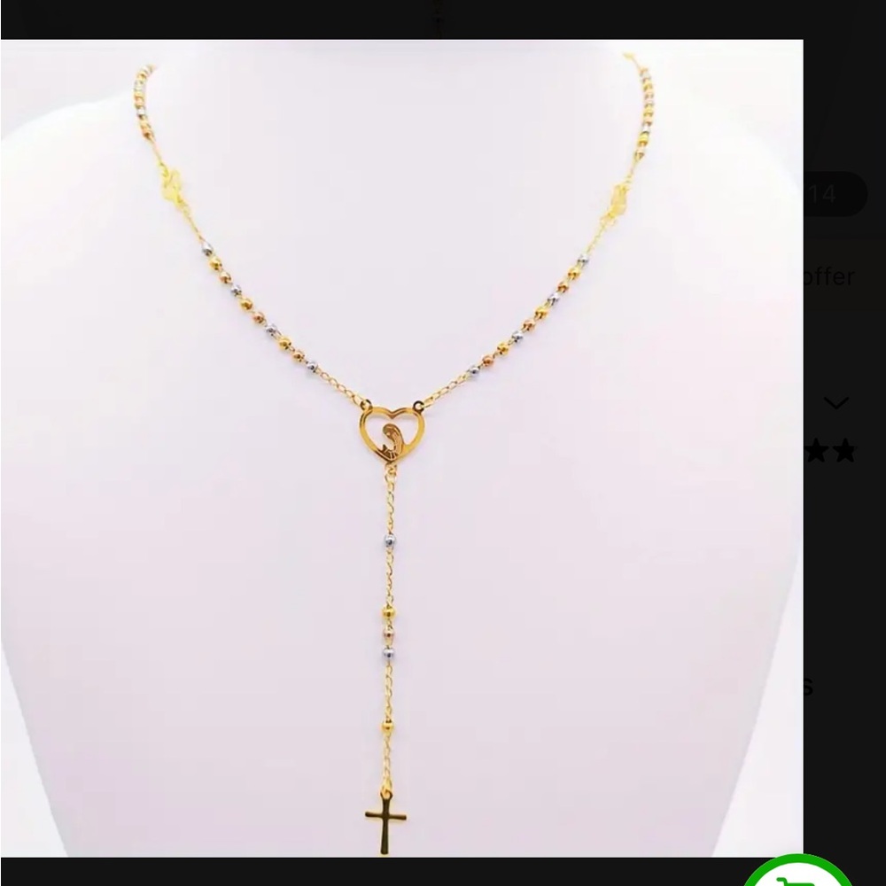 STAINLESS STEEL ROSARY NECKLACE - Picture 2 of 3